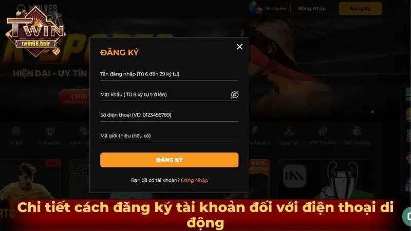 Chi tiết cách đăng ký tài khoản đối với điện thoại di động